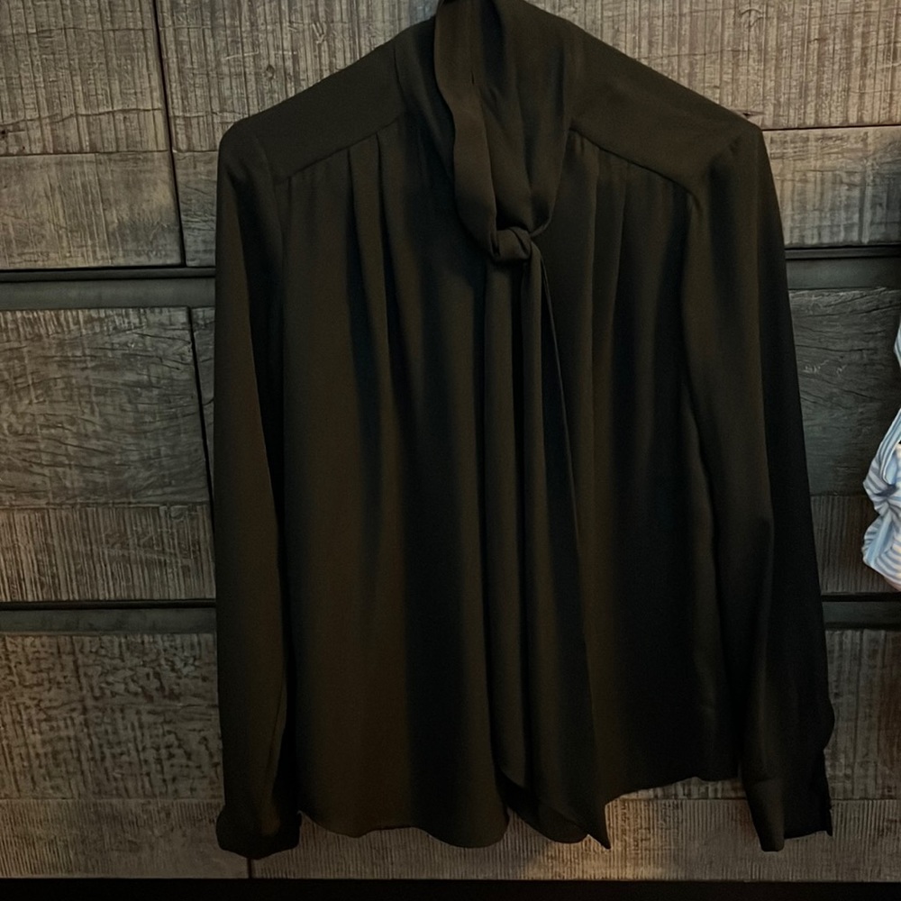 French connection black blouse with tie